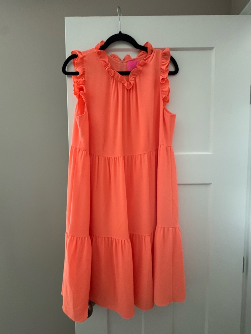 LILLY PULITZER TIERED DRESS CORAL EUC L